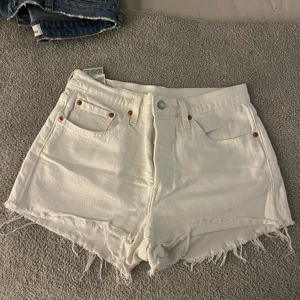 Levi’s white 501 Jean shorts